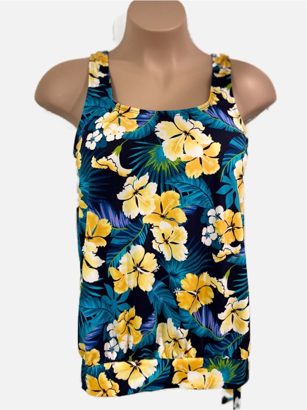 Swimsuits For All Women’s Swimsuit Tankini Swim Top Blouson Tropical Flowers 16